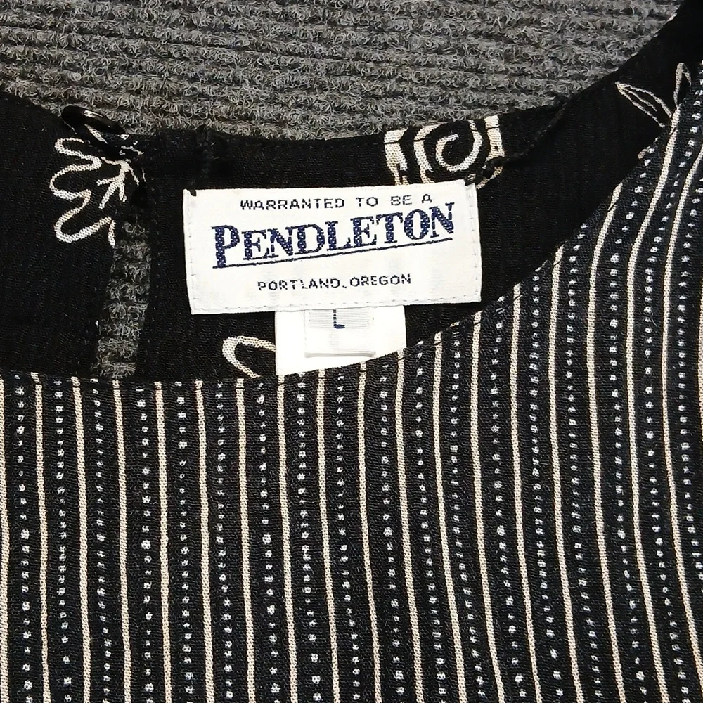 New Pendleton Black & White Striped Reversible Sleeveless Tank Sz L. - Picture 3 of 11